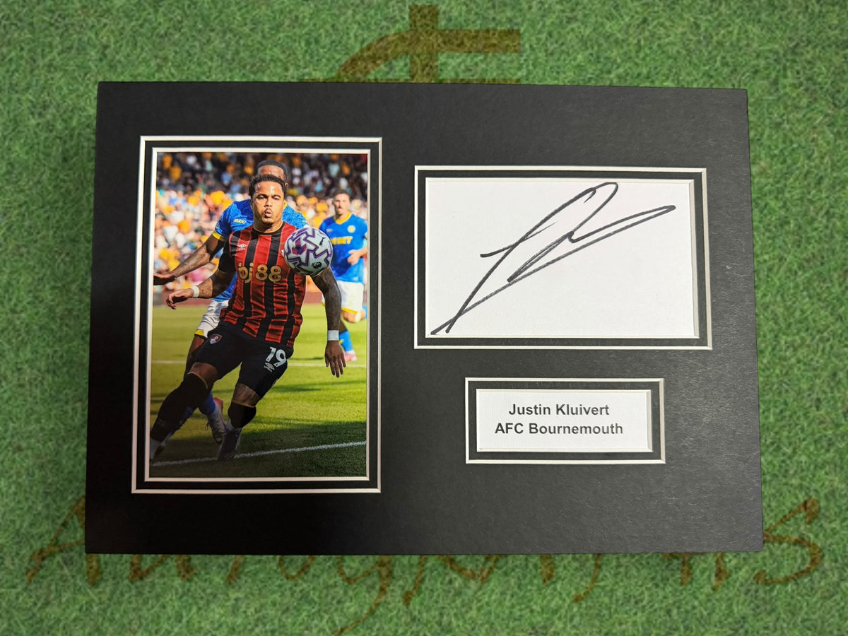 Justin Kluivert Signed A4 White Card Mount - AFC Bournemouth