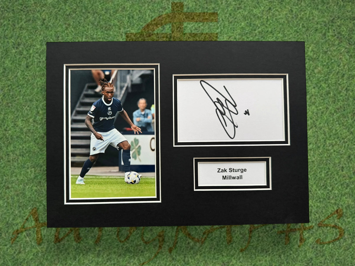 Zak Sturge Signed A4 White Card Mount - Millwall