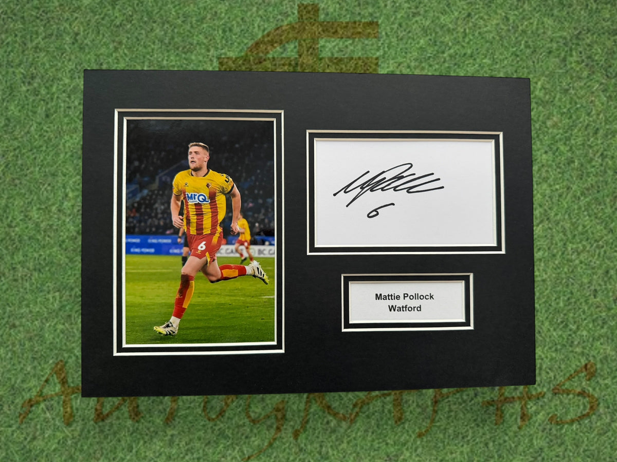 Mattie Pollock Signed A4 White Card Mount - Watford