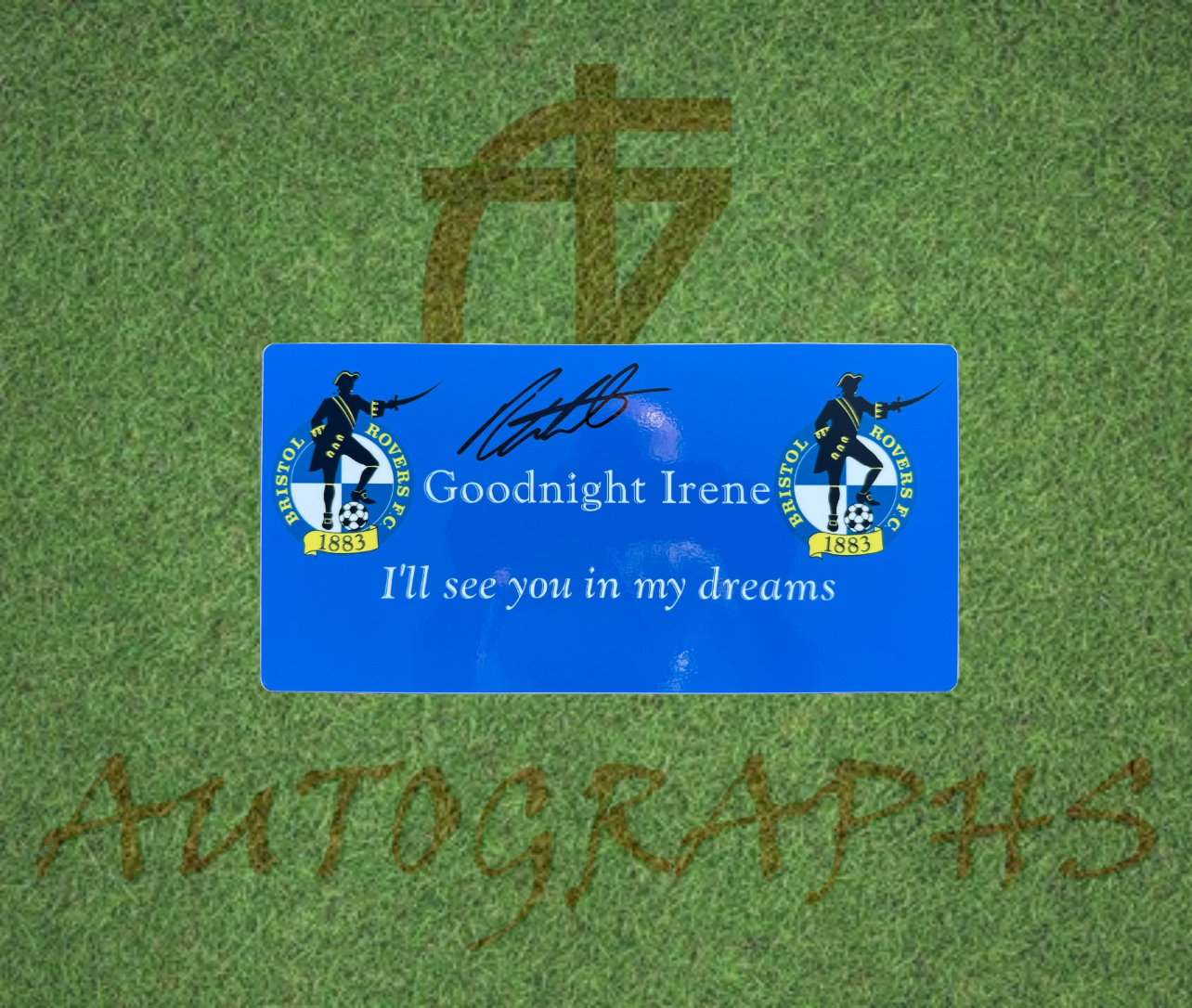 Rickie Lambert Signed Bristol Rovers Goognight Irene Metal Sign