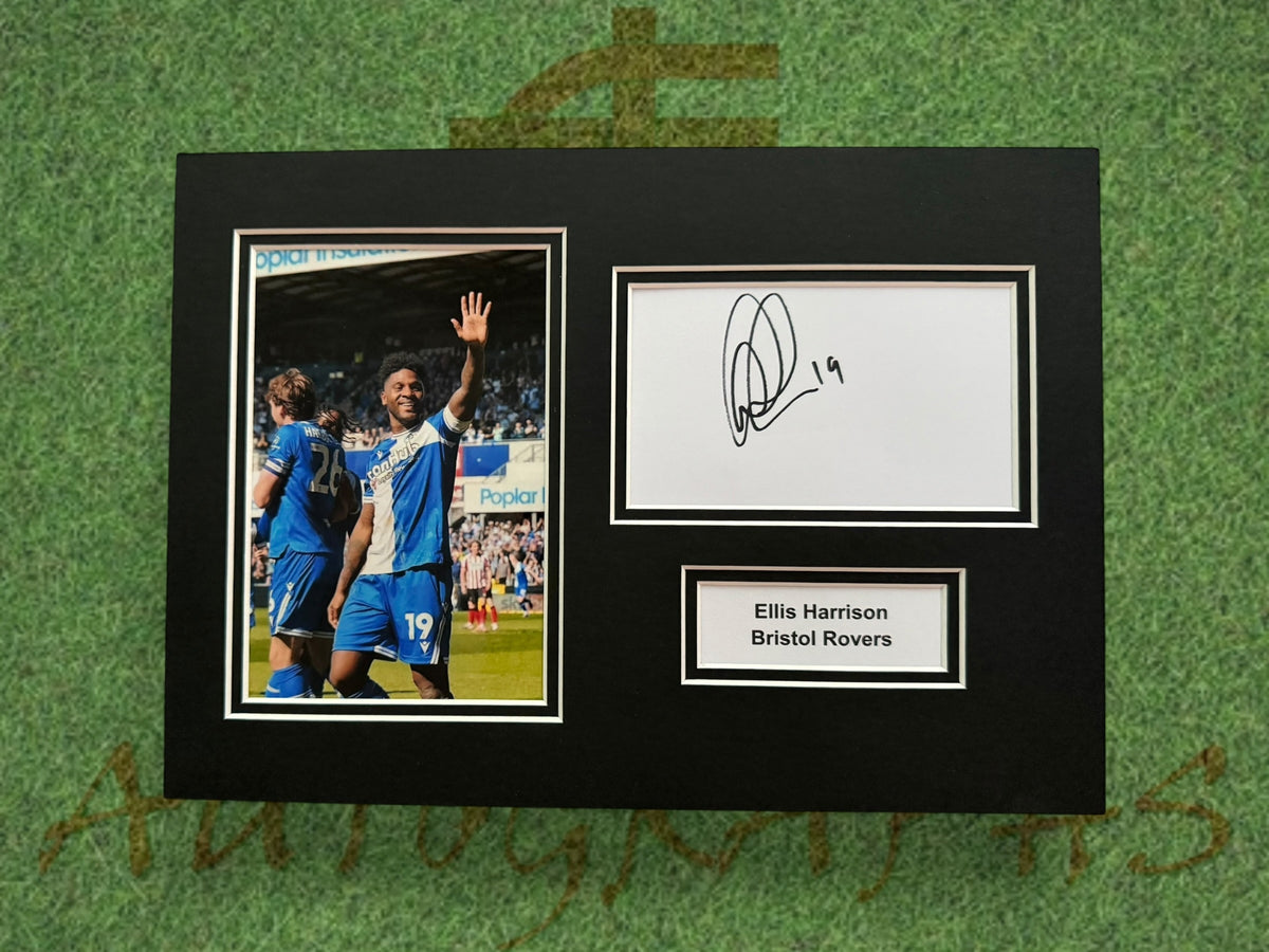 Ellis Harrison Signed A4 White Card Mount - Bristol Rovers