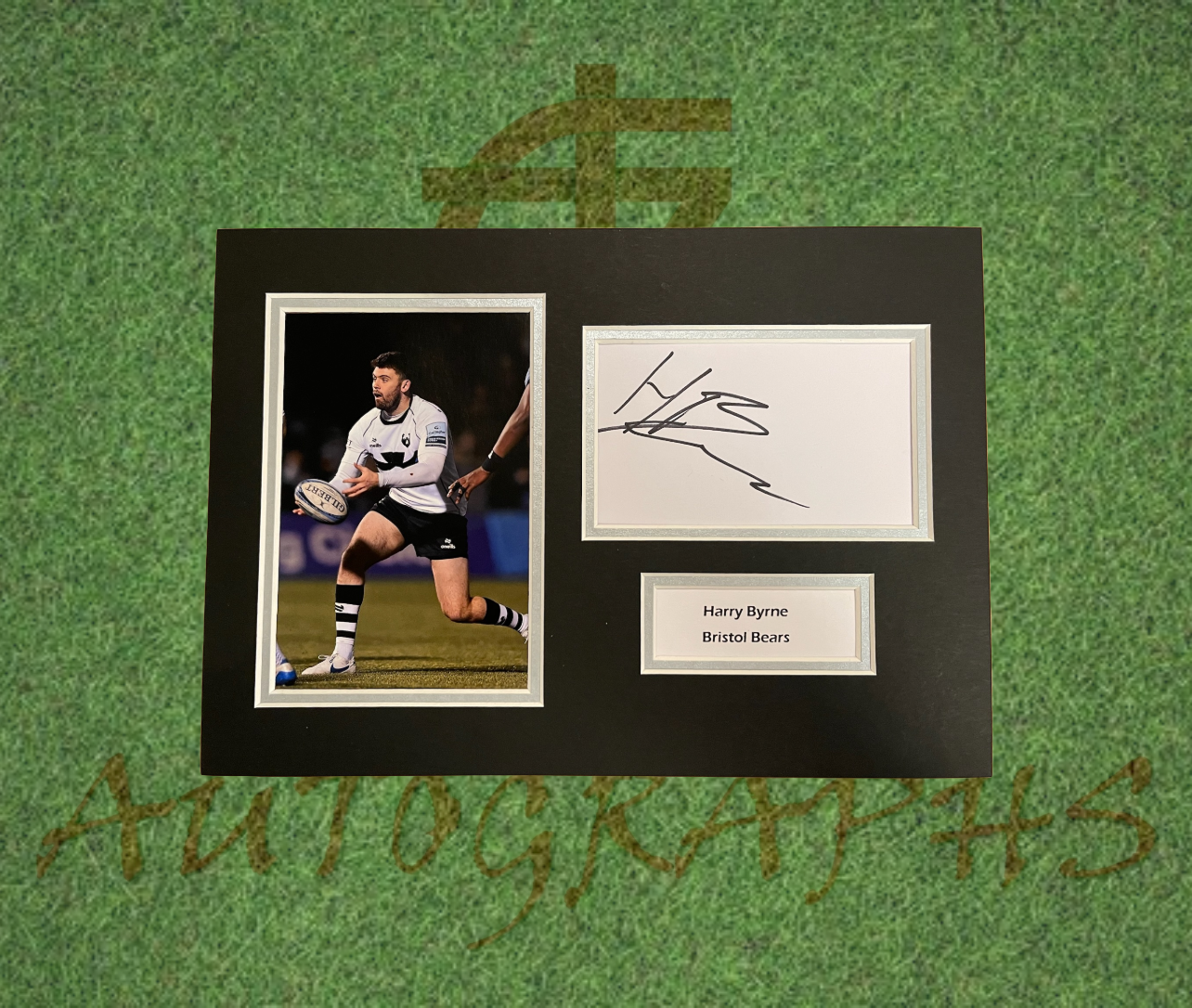 Harry Byrne Bristol Bears Rugby Signed Presentation Mount Display