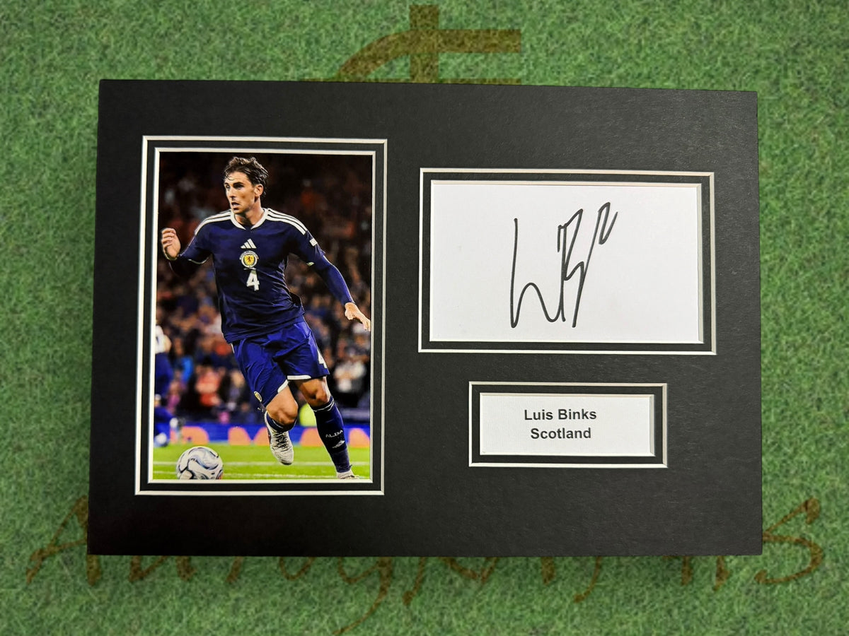Luis Binks Signed A4 White Card Mount - Scotland
