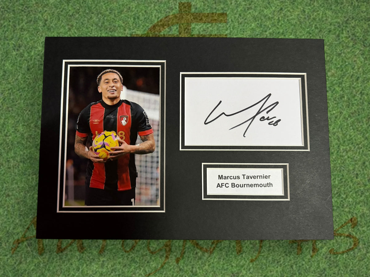 Marcus Tavernier Signed A4 White Card Mount - AFC Bournemouth