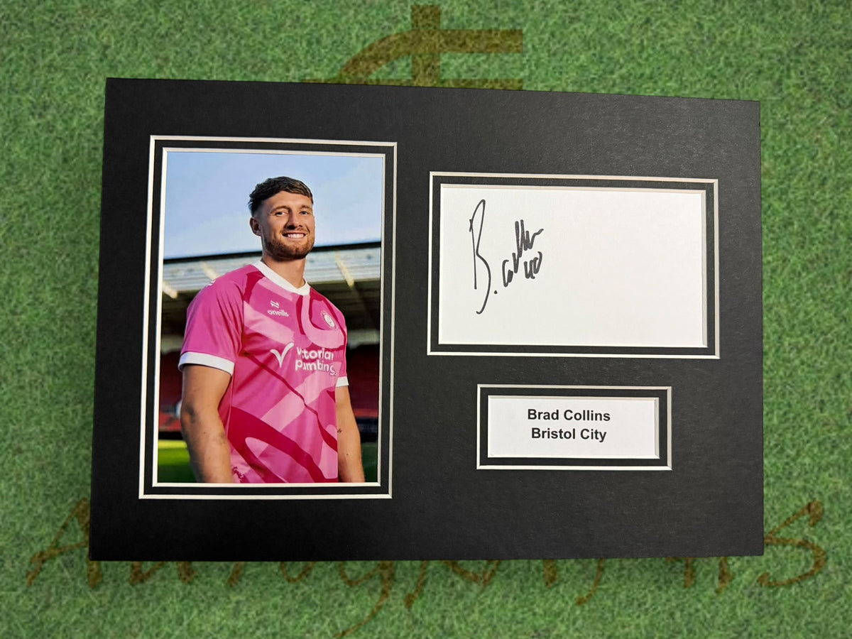 Brad Collins Signed A4 White Card Mount - Bristol City