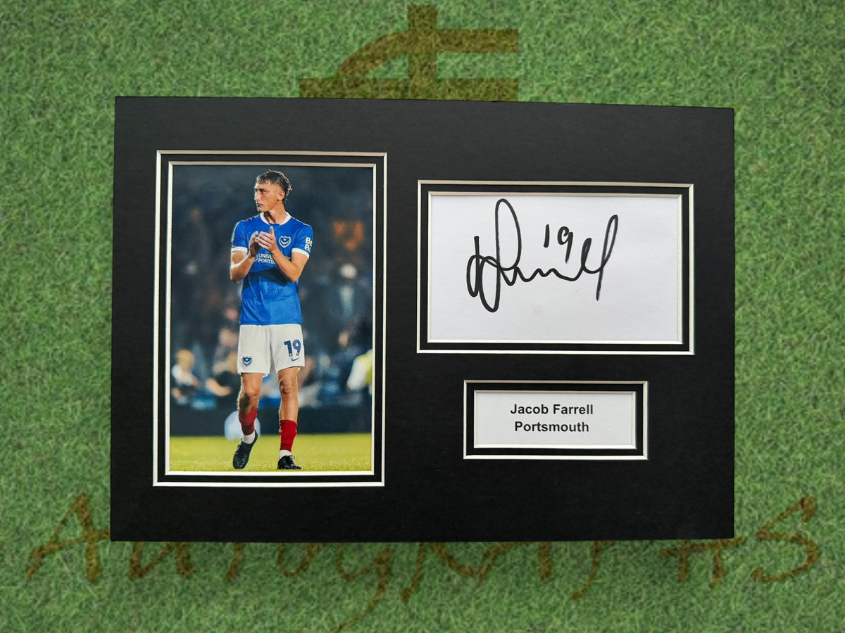 Jacob Farrell Signed A4 White Card Mount - Portsmouth