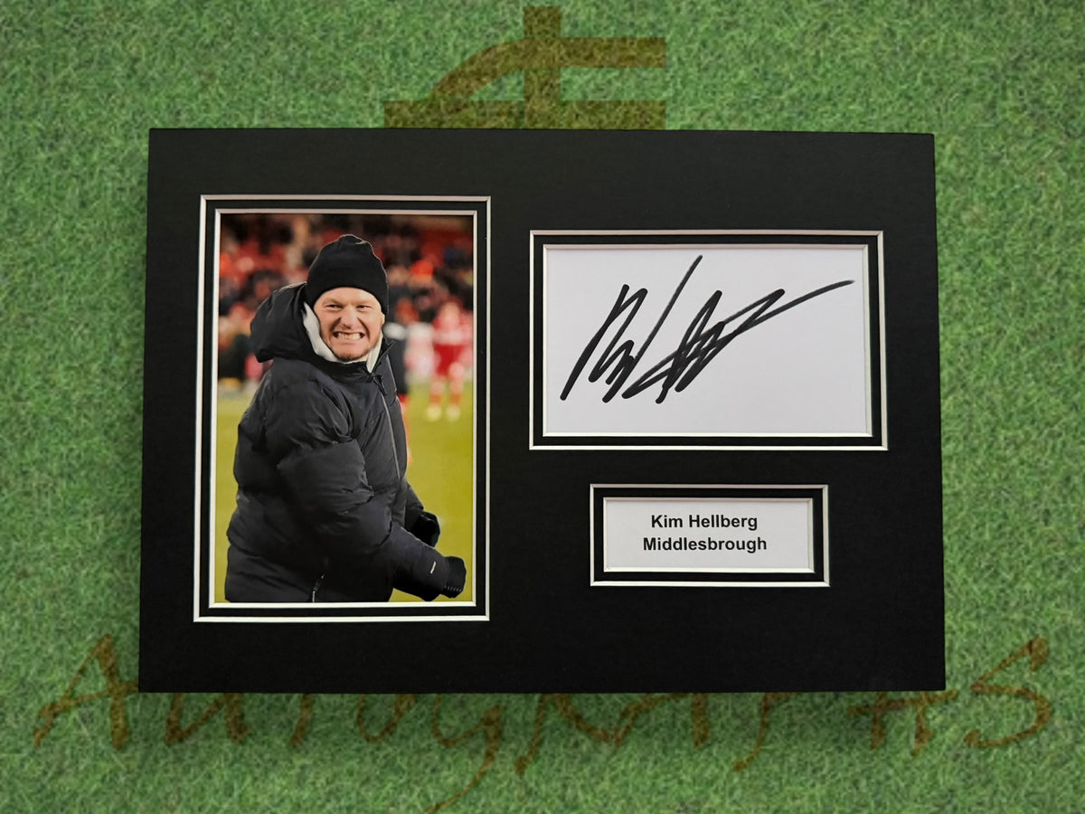 Kim Hellberg Signed A4 White Card Mount - Middlesbrough