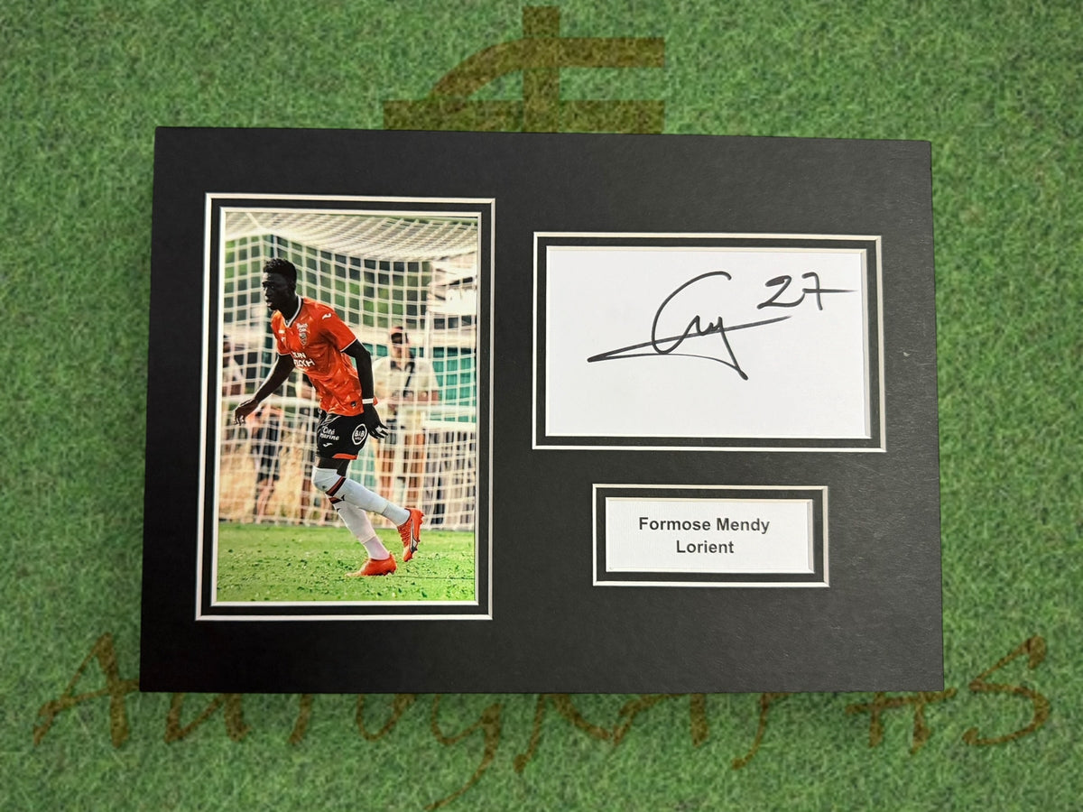 Formose Mendy Signed A4 White Card Mount - Lorient