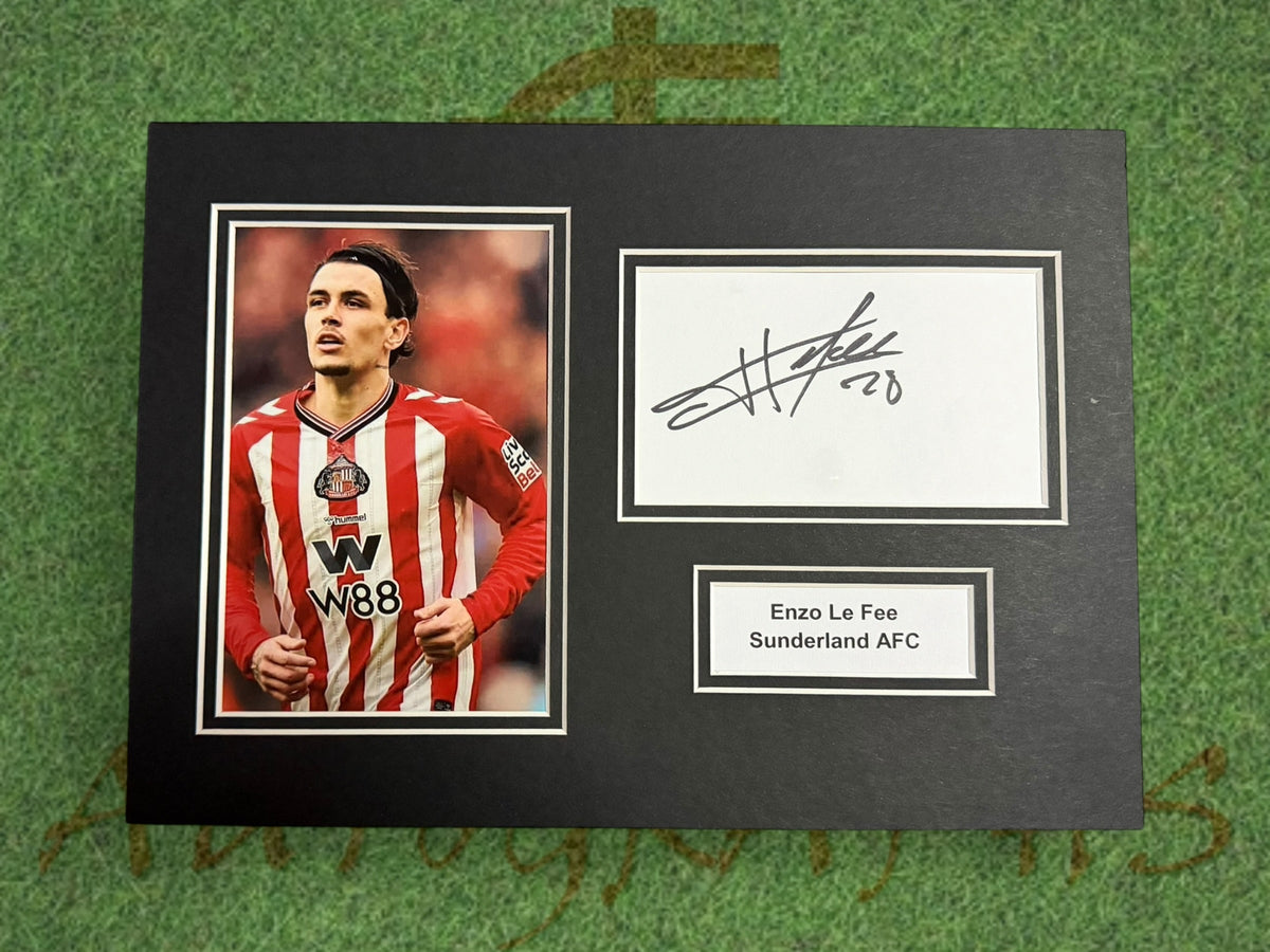 Enzo Le Fee Signed A4 White Card Mount - Sunderland