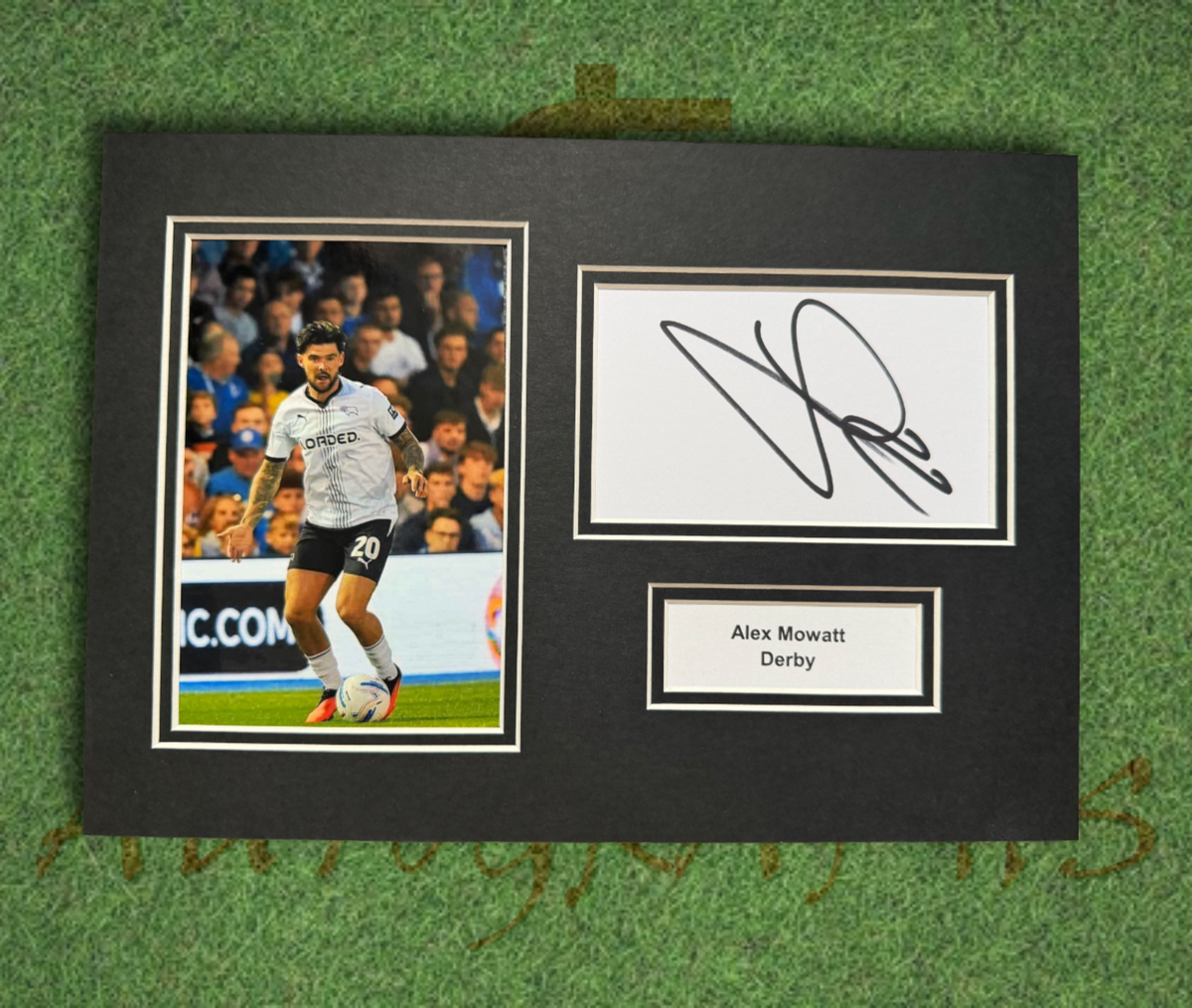 Alex Mowatt Derby County Signed Presentation Mount Display-ZCL Autographs