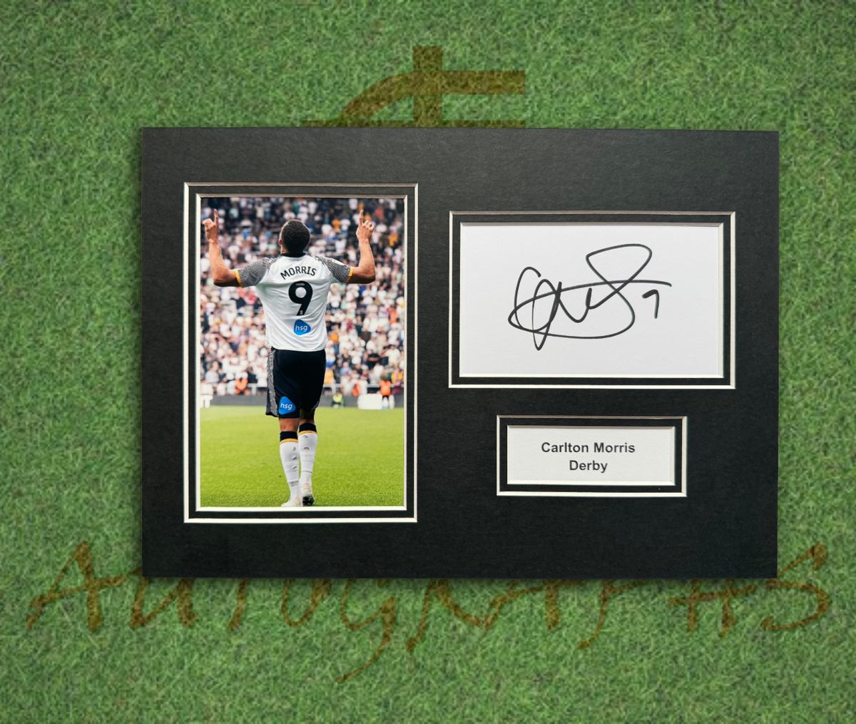 Carlton Morris Derby County Football Club Signed Presentation Mount Display