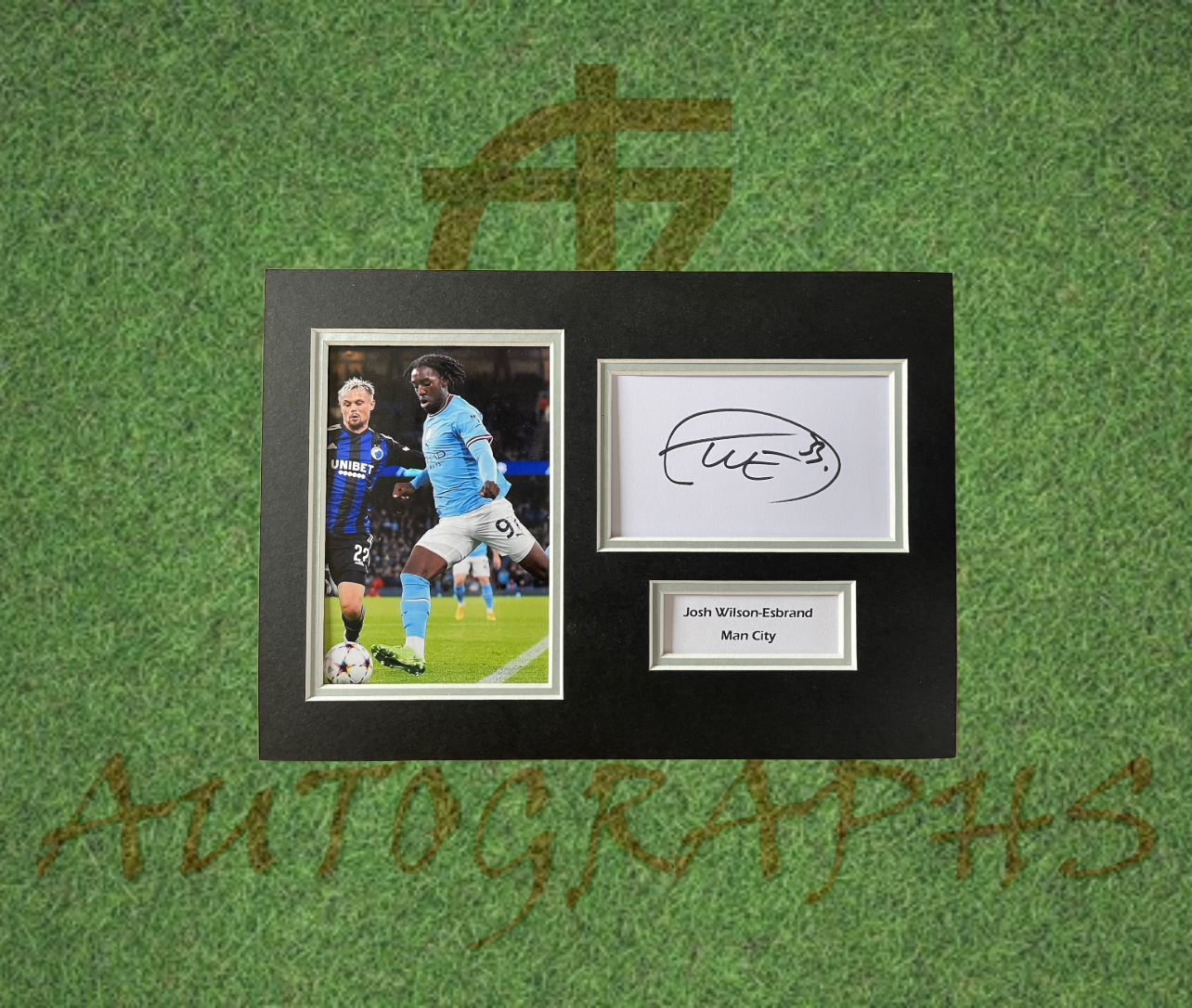 Josh Wilson-Esbrand Manchester City Football Club Signed Presentation Mount Display
