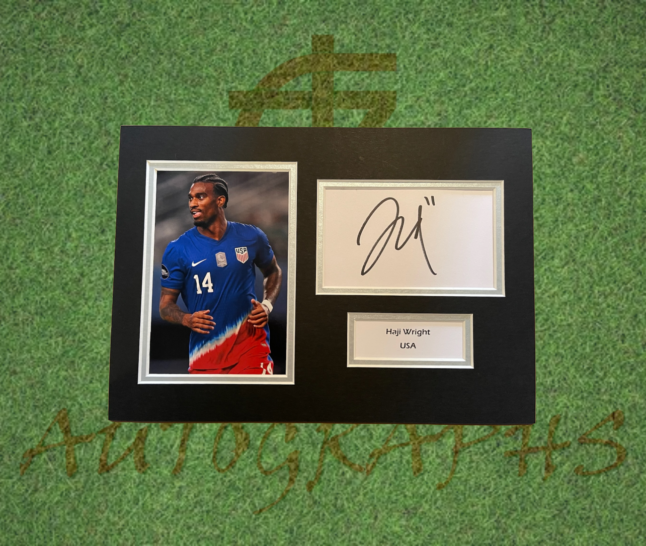 Haji Wright USA Football Signed Presentation Mount Display