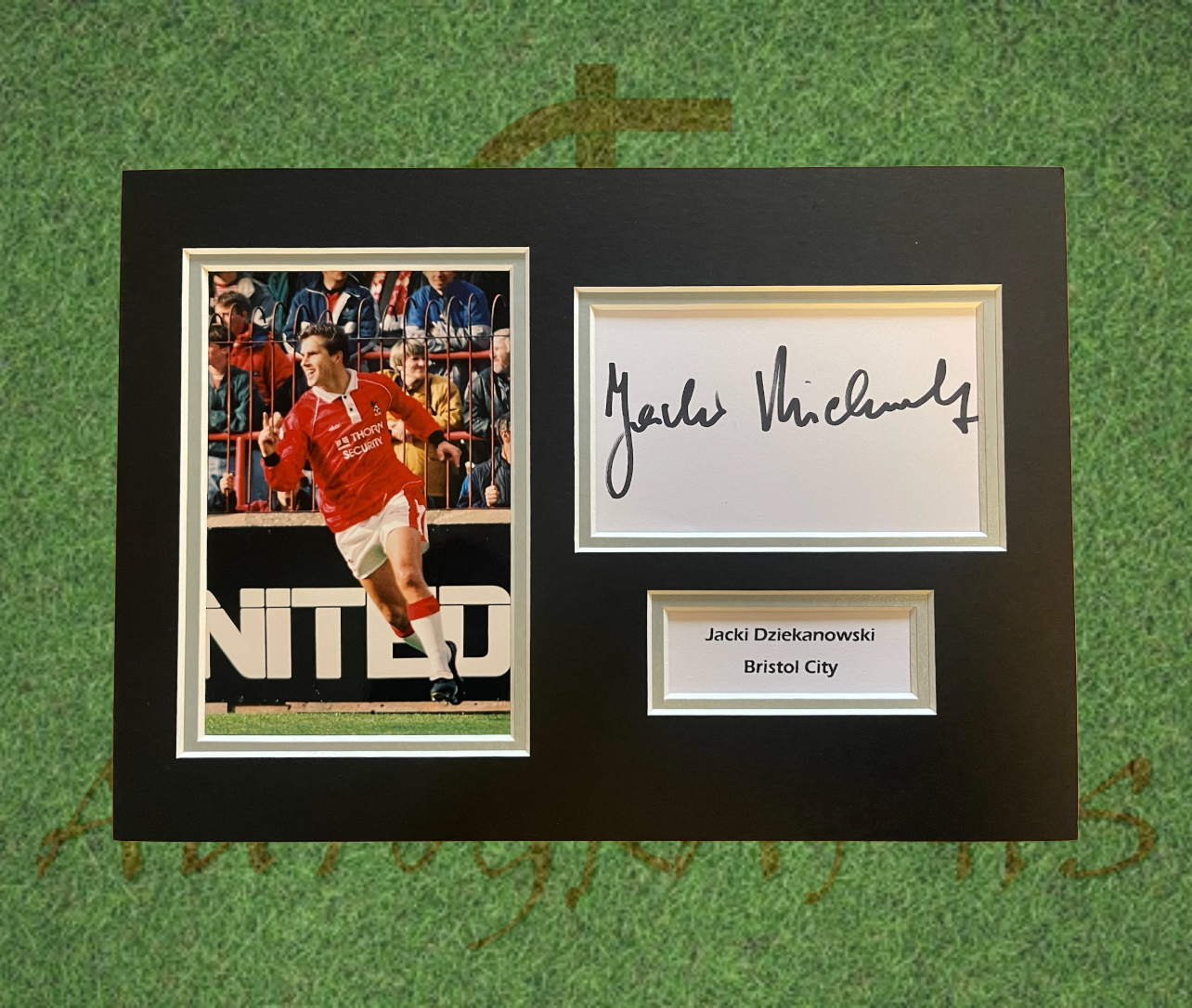 Dariusz Jacki Dziekanowski Bristol City Signed Presentation Mount Display-Signed Presentation Display-ZCL Autographs-ZCL Autographs