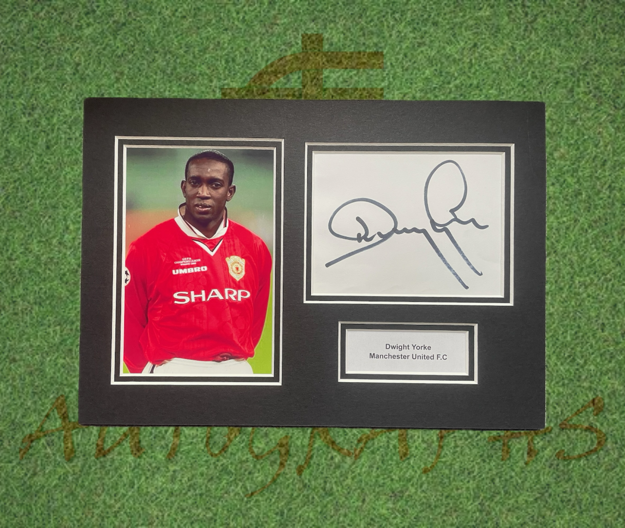 Dwight Yorke Manchester United Signed Presentation Mount Display-Signed Presentation Display-ZCL Autographs-ZCL Autographs