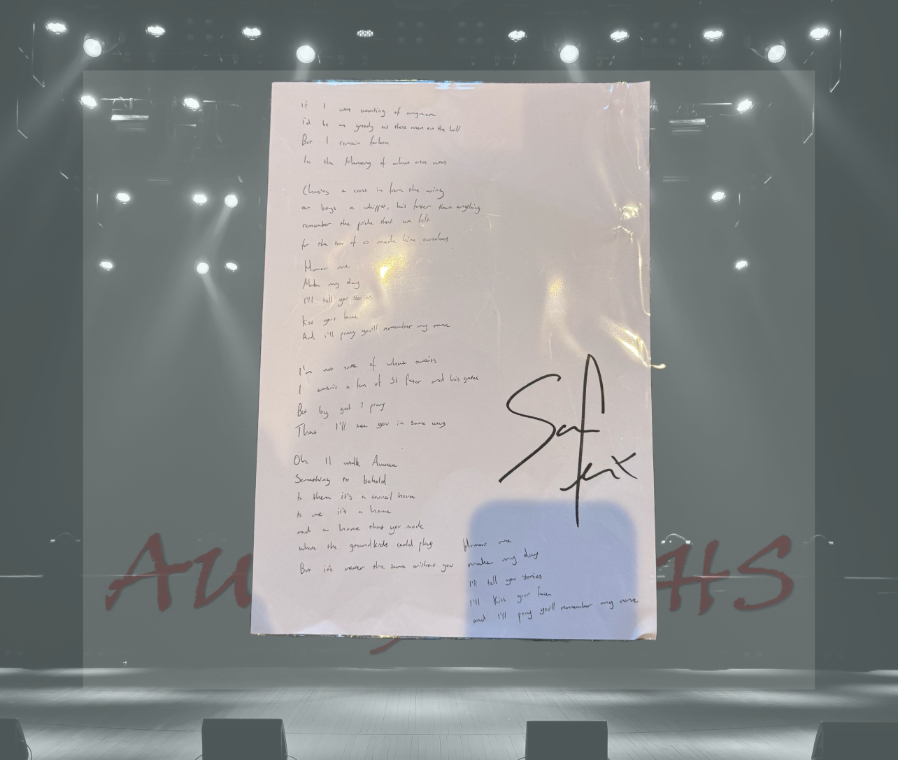 Sam Fender Signed A4 Lyric Sheet Remember My Name
