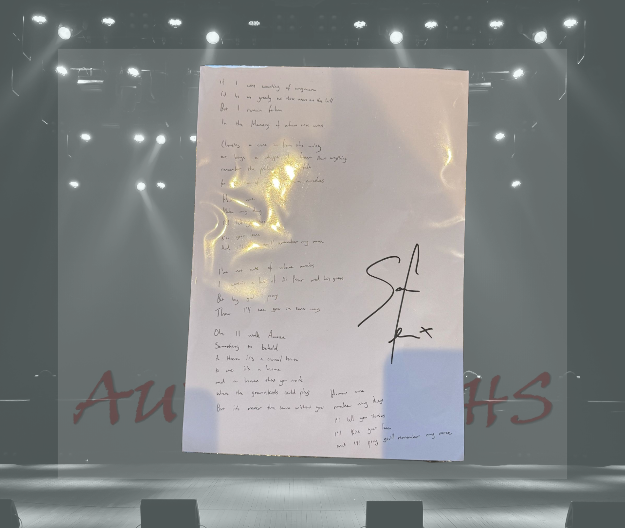Sam Fender Signed A4 Lyric Sheet Remember My Name