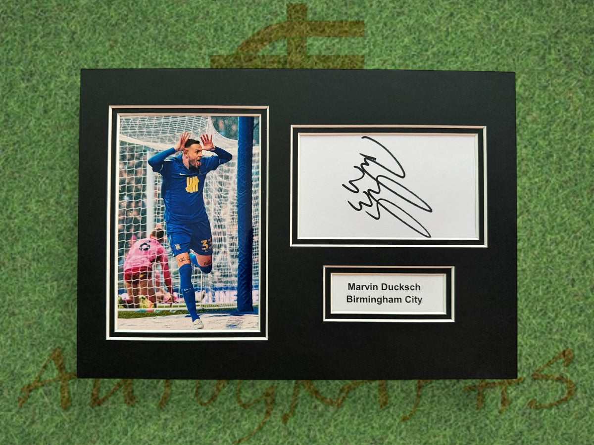 Marvin Ducksch Signed A4 White Card Mount - Birmingham City