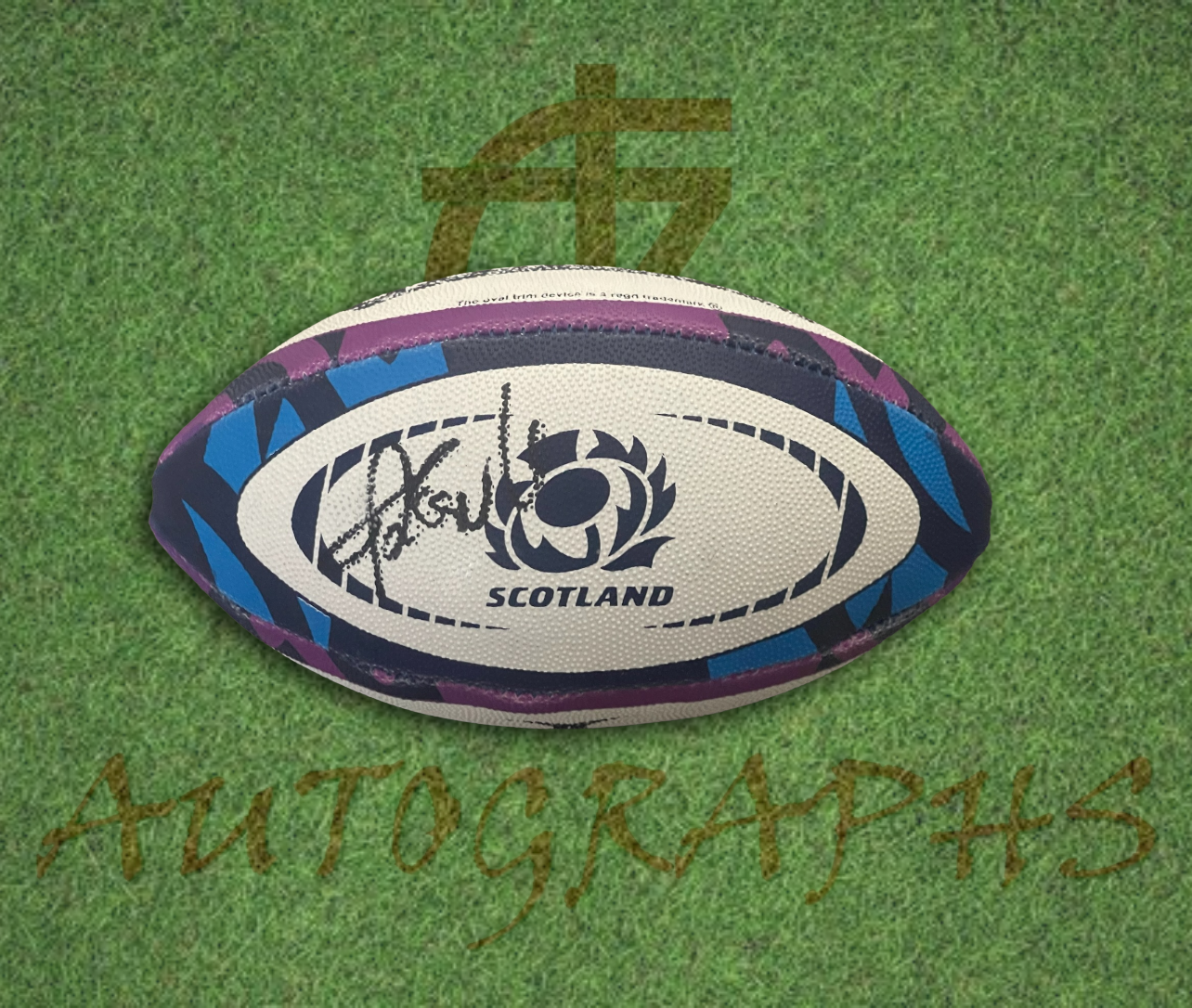 Finn Russell Signed Scotland Rugby Mini Ball Left