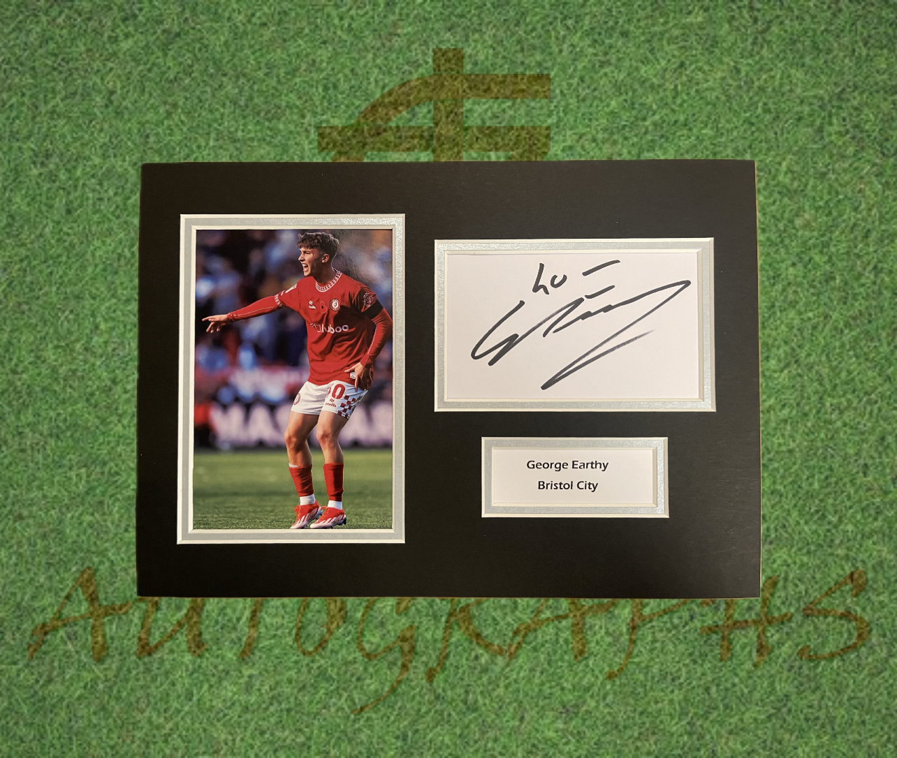 George Earthy Bristol City Signed Presentation Mount Display-Signed Presentation Display-ZCL Autographs-ZCL Autographs
