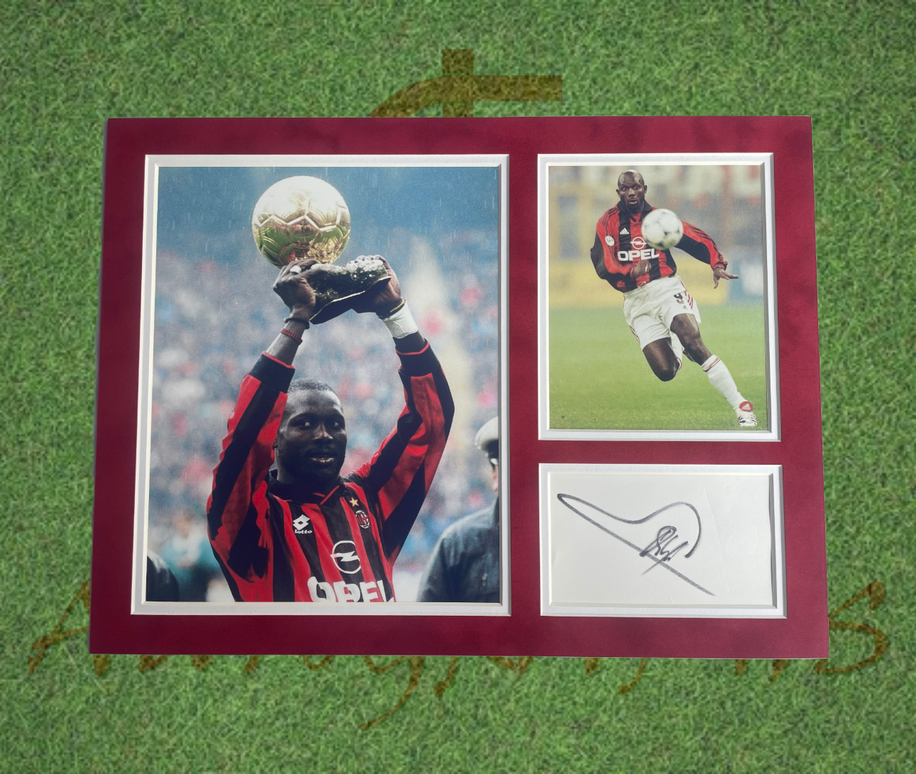 George Weah Signed AC Milan Balon D’or Display Mount-Signed Presentation Display-ZCL Autographs-ZCL Autographs