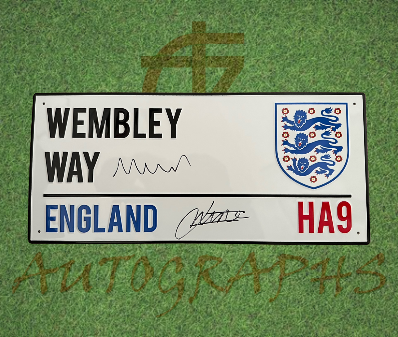 Jonathan Woodgate and Michael Carrick Signed England Football Wembley Way Street Sign-Signed Street Sign-ZCL Autographs-ZCL Autographs