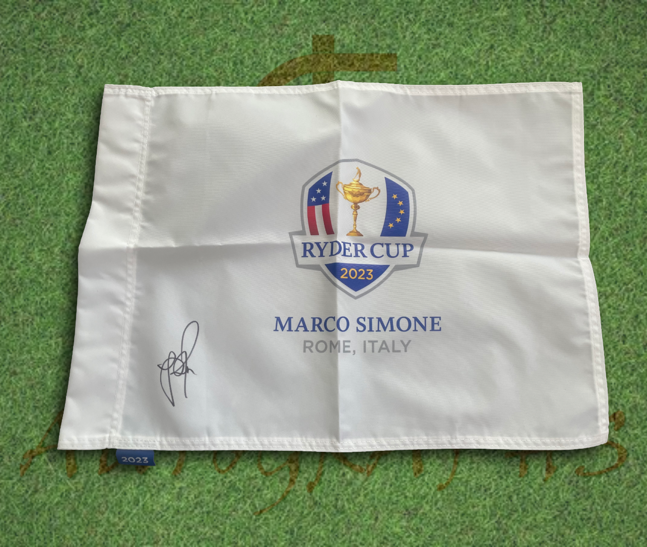 Justin Rose Signed 2023 Ryder Cup Flag-ZCL Autographs-1-ZCL Autographs