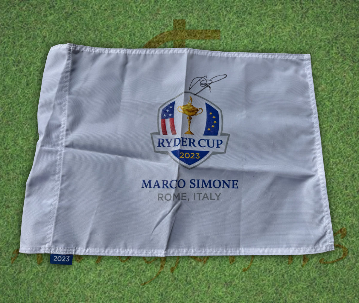 Justin Rose Signed 2023 Ryder Cup Flag 4