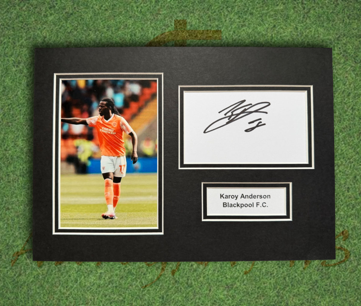 Karoy Anderson Blackpool FC Signed Presentation Mount Display-ZCL Autographs