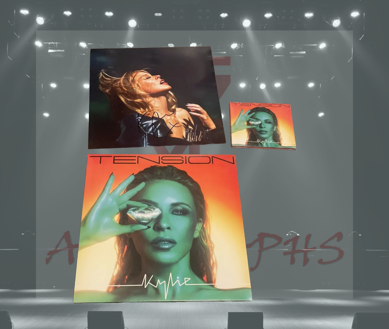 Kylie Minigue Signed Tension Vinyl Album, CD and art print-Signed vinyl-ZCL Autographs-ZCL Autographs