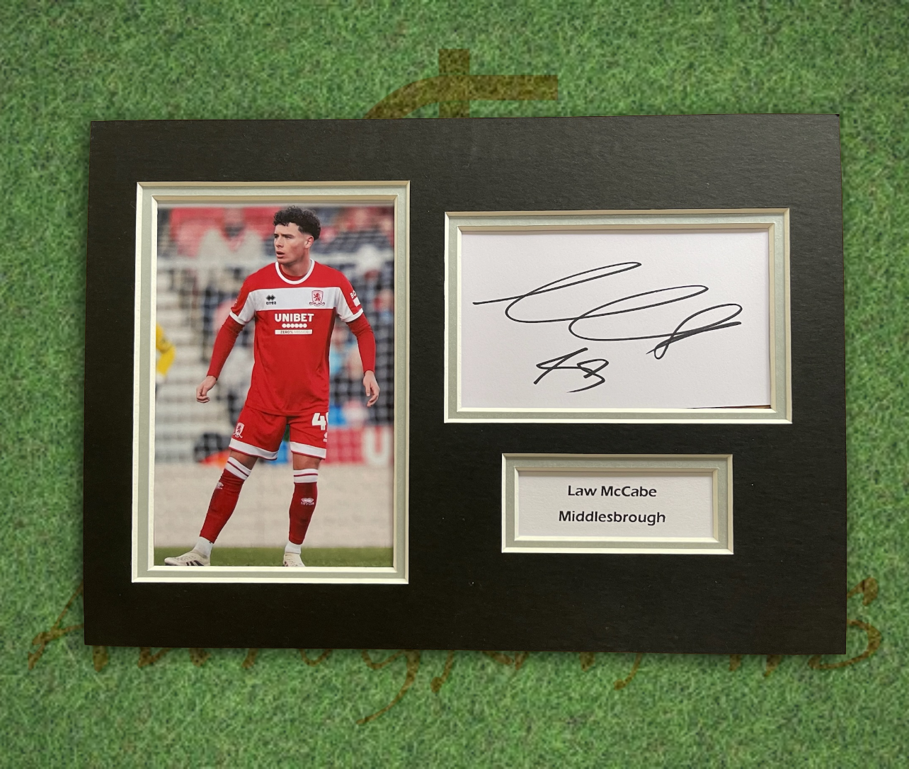 Law McCabe Middlesbrough Football Club Signed Presentation Mount Display-Signed Presentation Display-ZCL Autographs-ZCL Autographs