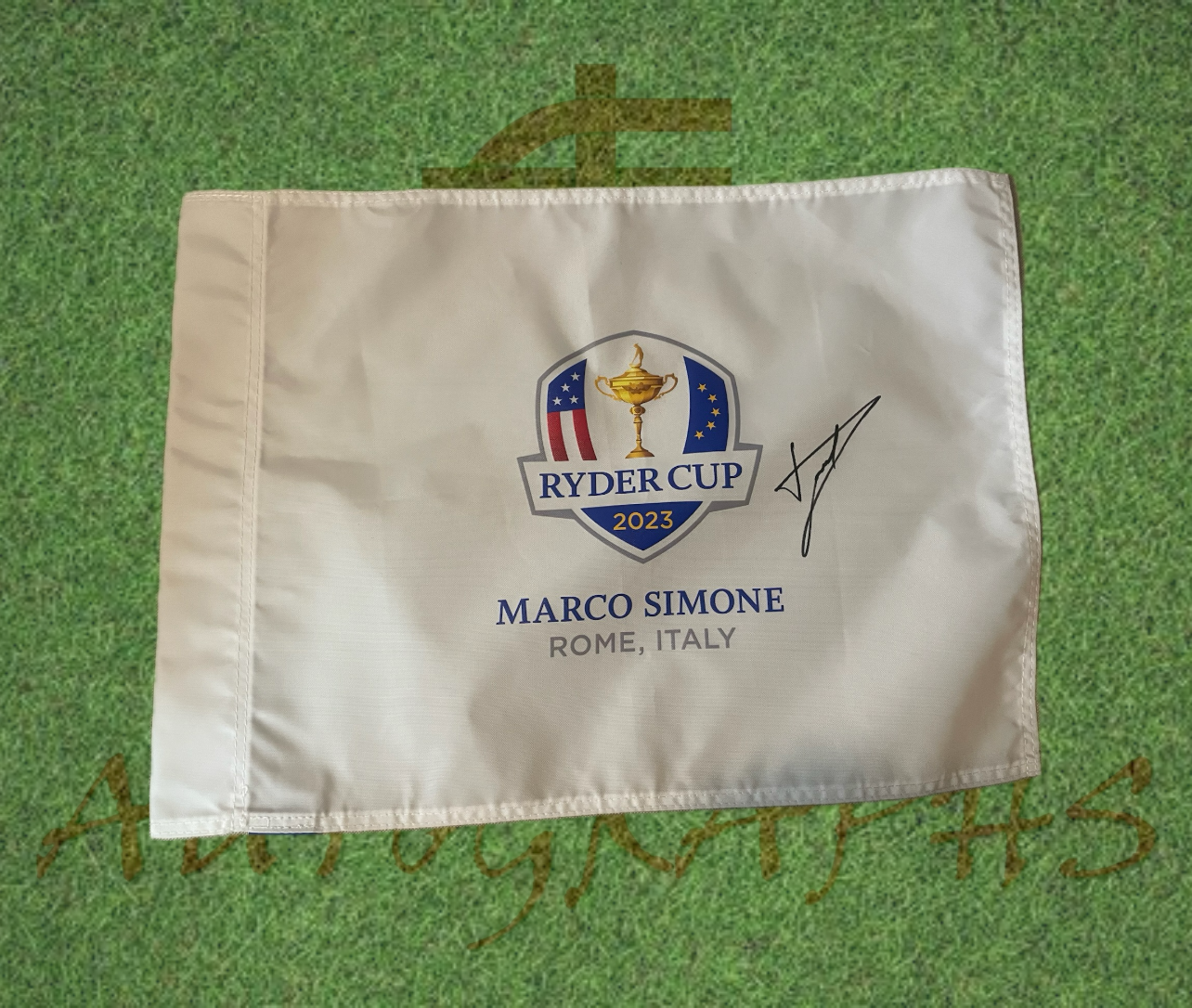 Luke Donald Signed 2023 Ryder Cup Flag-ZCL Autographs-ZCL Autographs