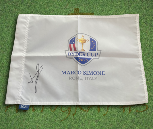 Luke Donald Signed 2023 Ryder Cup Flag-ZCL Autographs-1-ZCL Autographs