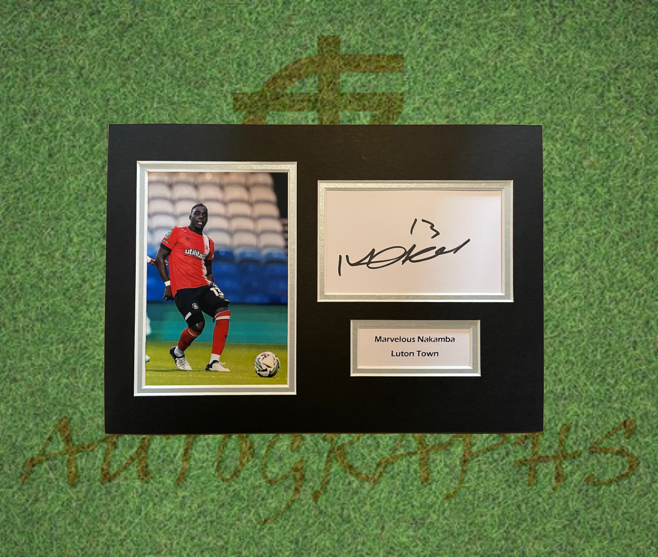 Marvelous Nakamba Luton Town Football Club Signed Presentation Mount Display-Signed Presentation Display-ZCL Autographs-ZCL Autographs