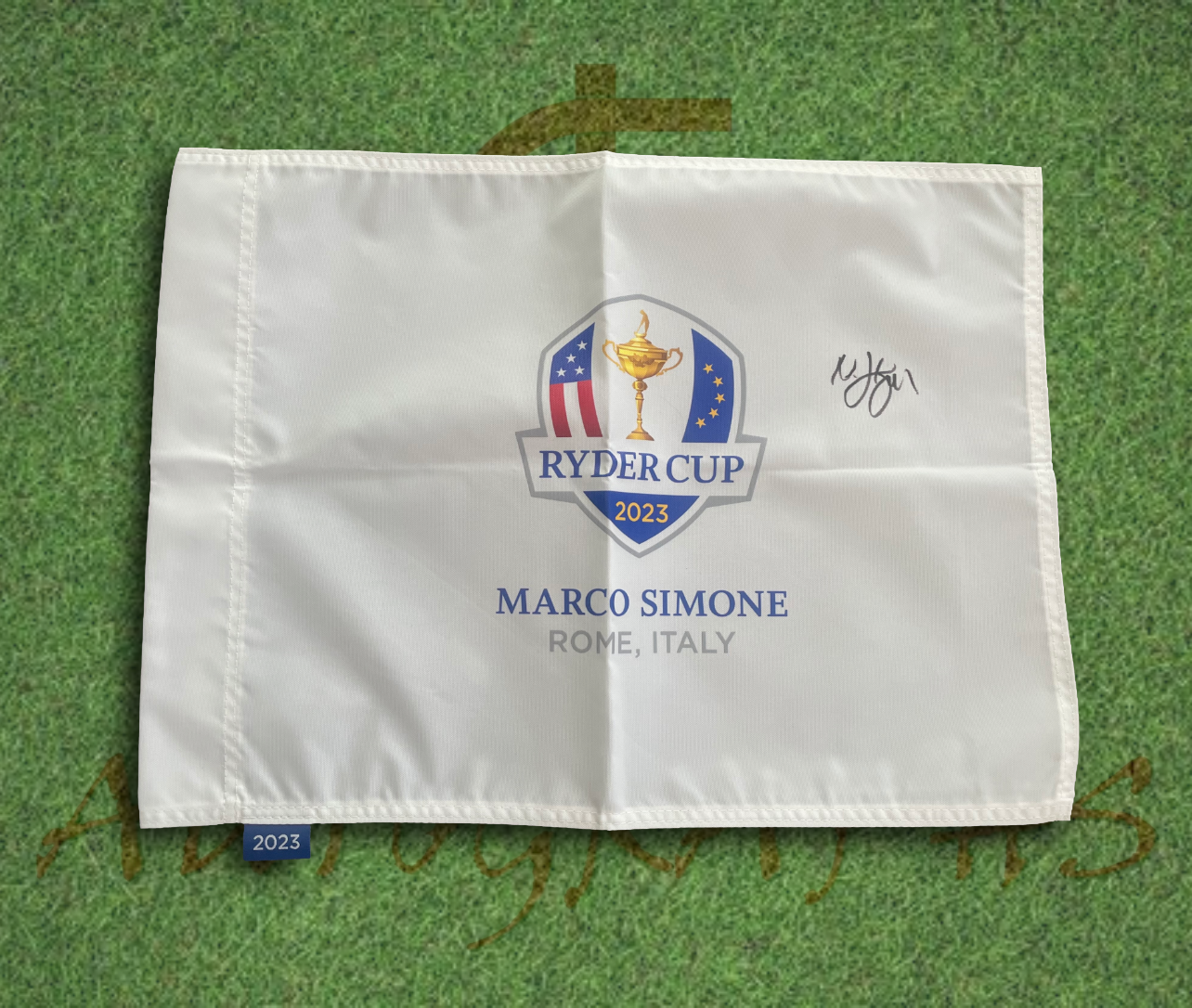 Nicolai Hojgaard Signed 2023 Ryder Cup Flag-ZCL Autographs-4-ZCL Autographs