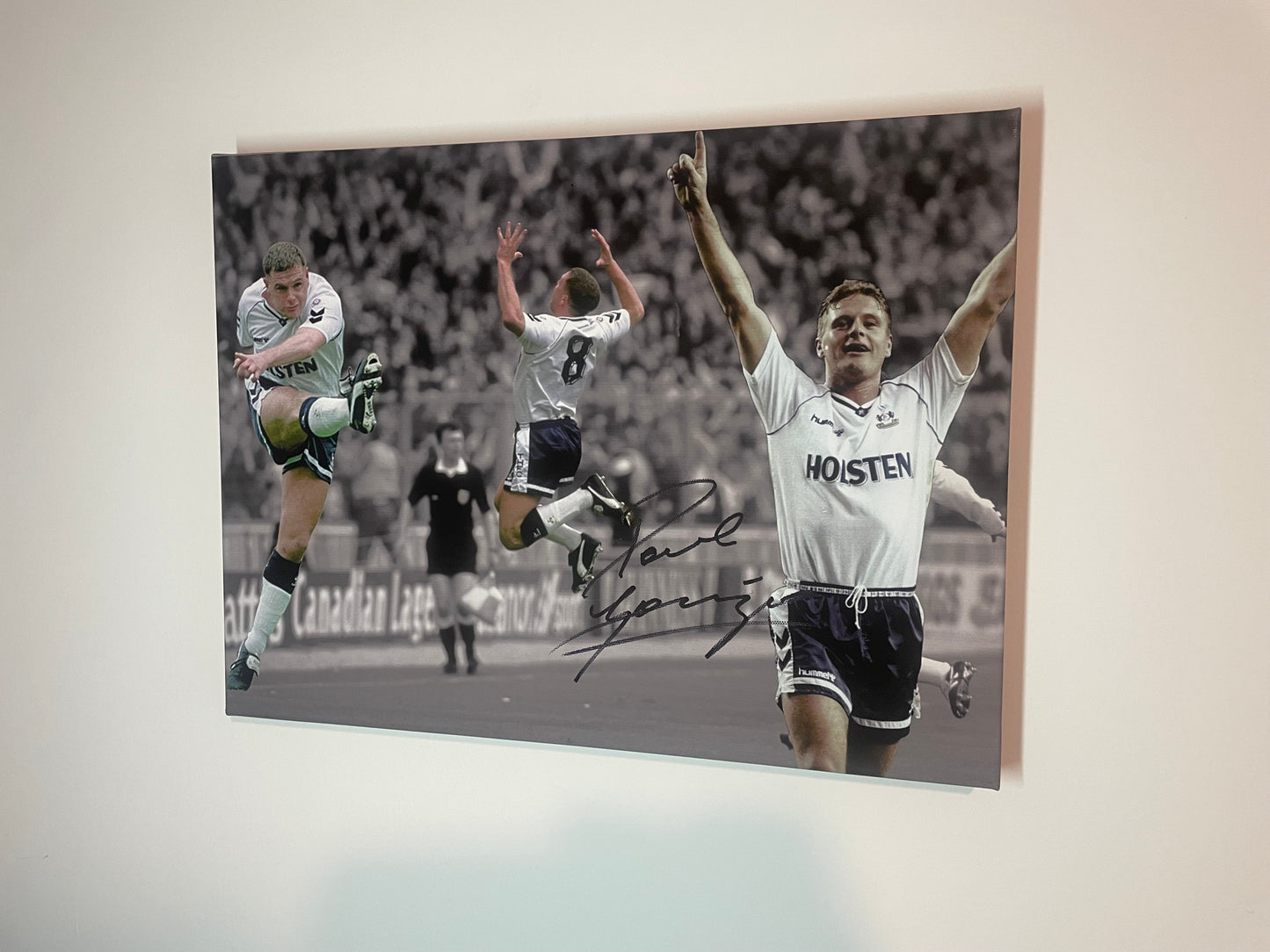 Paul Gascoigne Signed Tottenham Football Canvas Montage 16x12-ZCL Autographs-ZCL Autographs