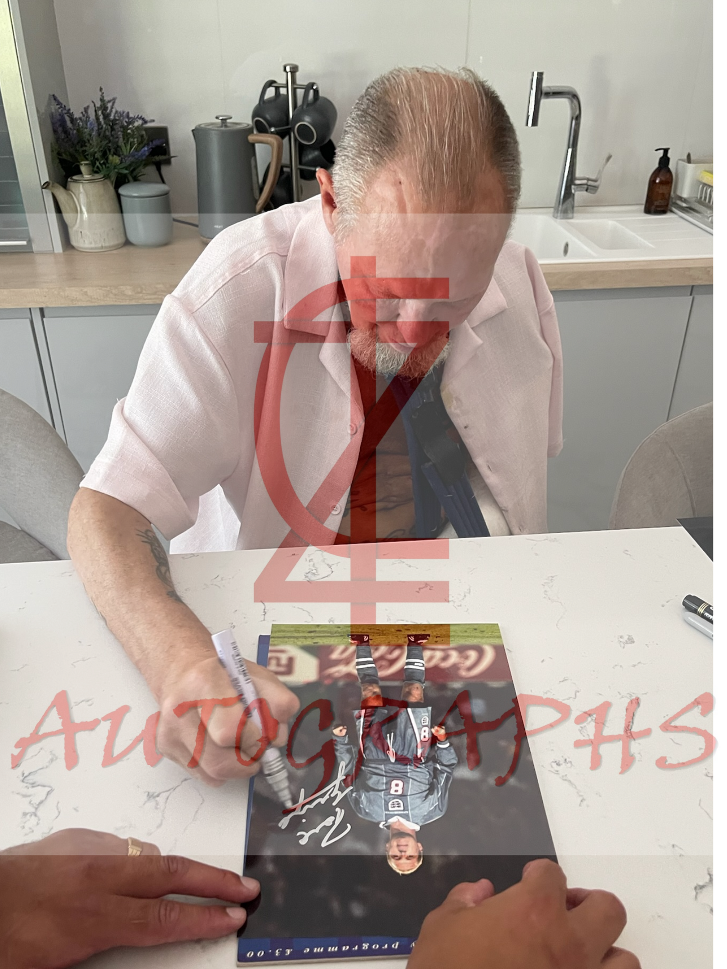 Paul Gazza Gascoigne Signed England Euro 96 Stance A4 Photo Proof 2