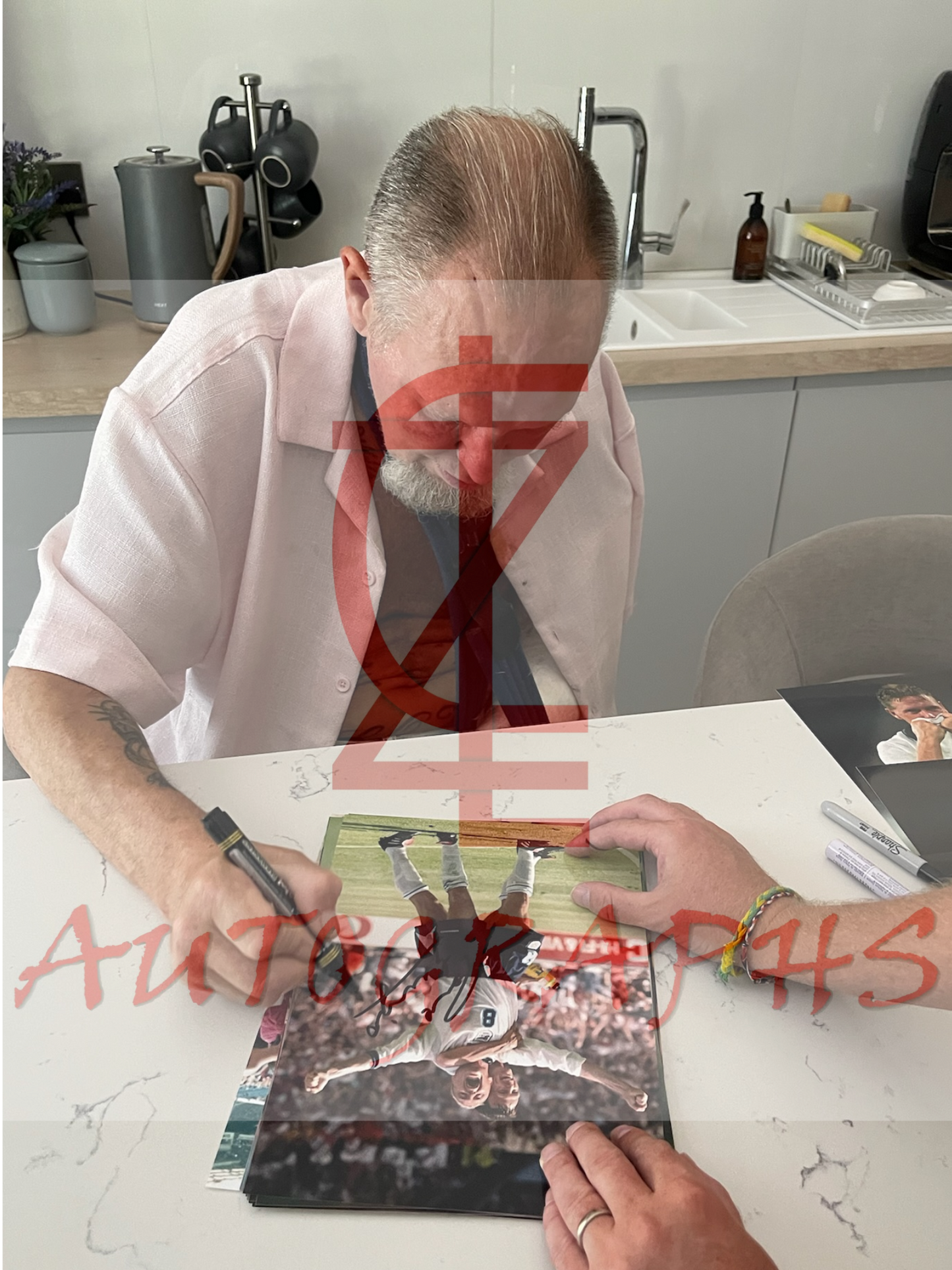 Paul Gazza Gascoigne Signed England Euro 96 Teddy Sheringham Celebration A4 Photo Proof 2