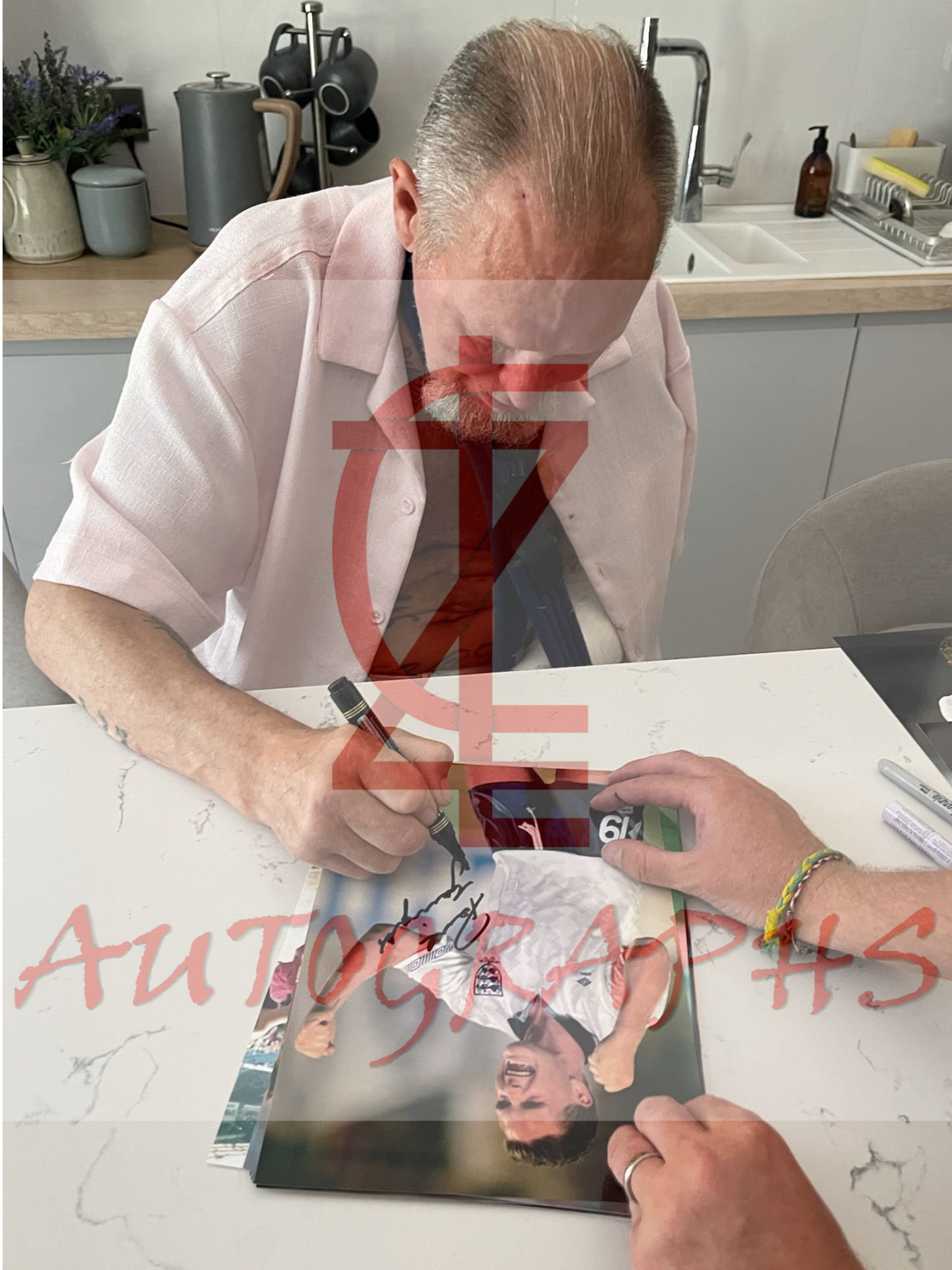 Paul Gazza Gascoigne Signed England Italia 90 Fist Pump A4 Photo Proof 2