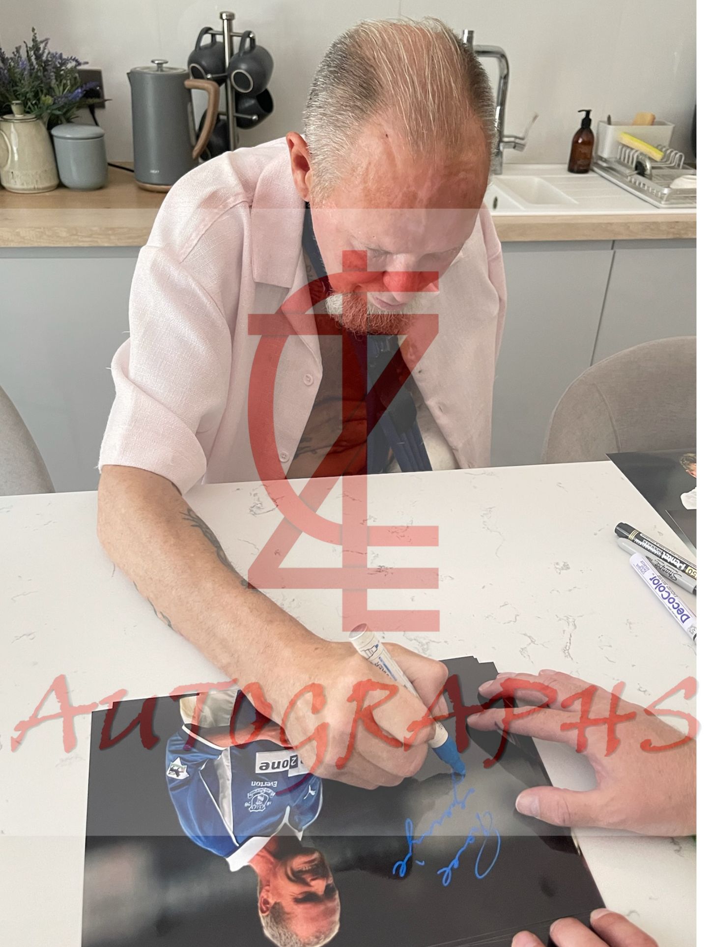 Paul Gazza Gascoigne Signed Everton Football Club Growl A4 Photo Proof 4