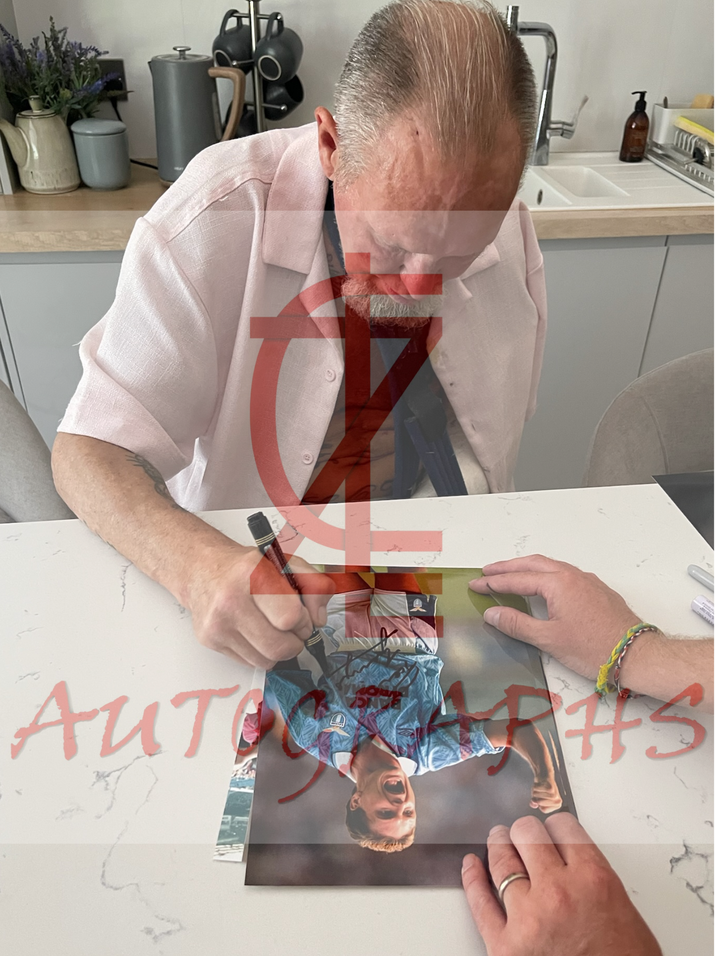 Paul Gazza Gascoigne Signed Lazio Fist Pump A4 Photo Proof 1
