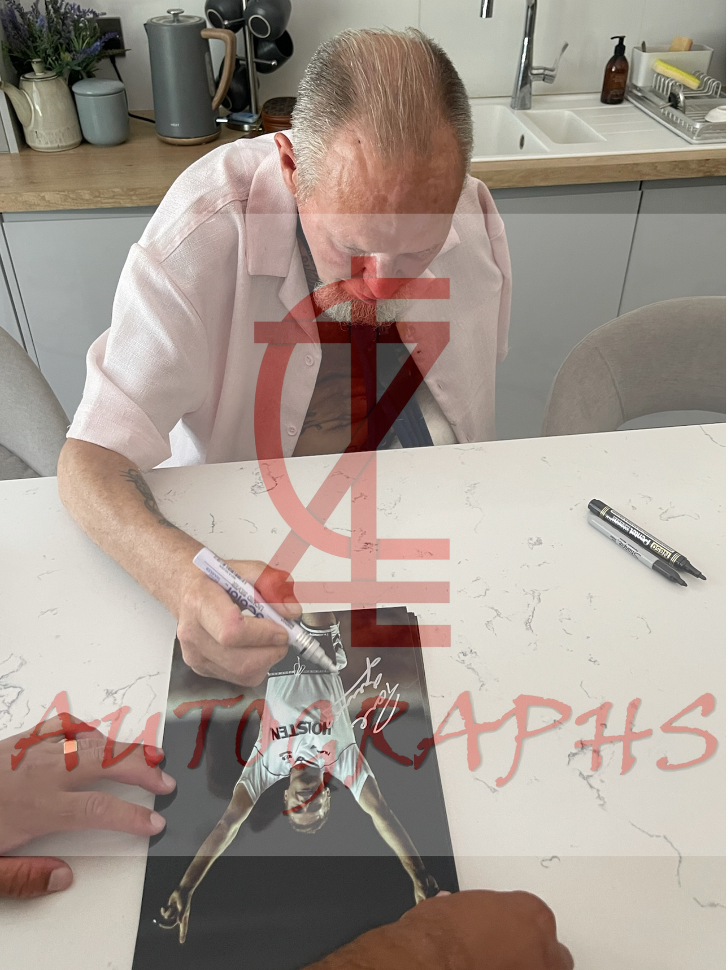 Paul Gazza Gascoigne Signed Tottenham Celebration A4 Photo Proof 3