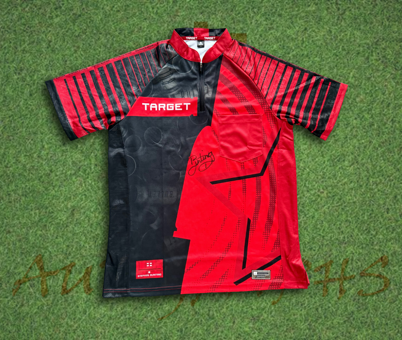 Stephen The Bullet Bunting Front Signed Darts Shirt