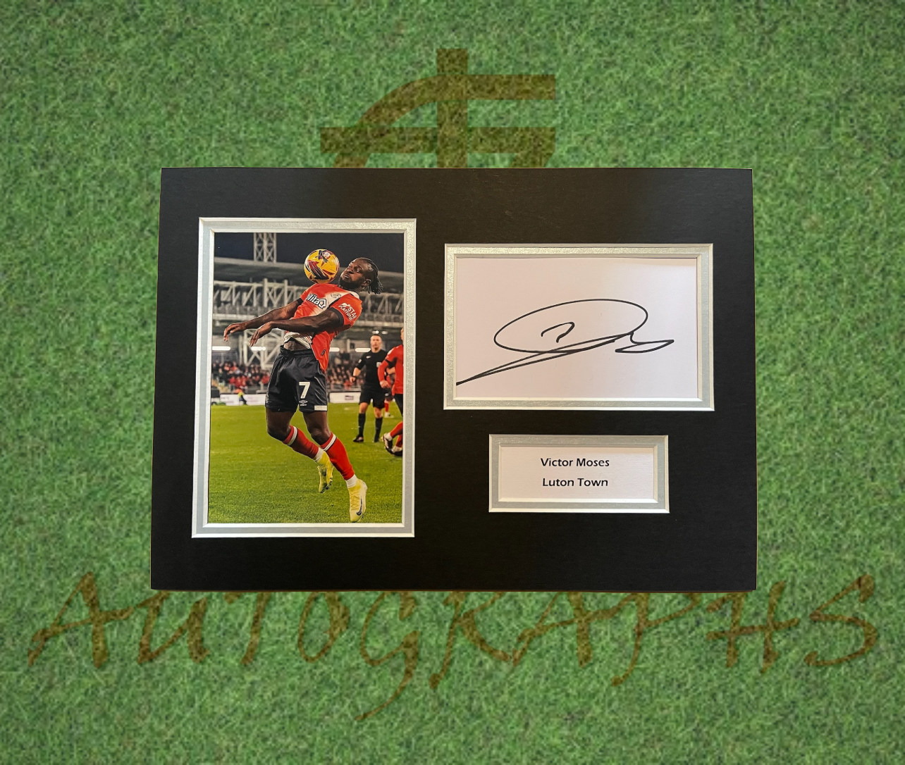 Victor Moses Luton Town Football Club Signed Presentation Mount Display-Signed Presentation Display-ZCL Autographs-ZCL Autographs