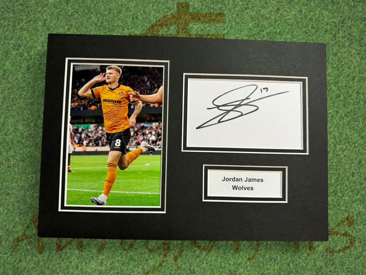 Jordan James Signed A4 White Card Mount - Wolves