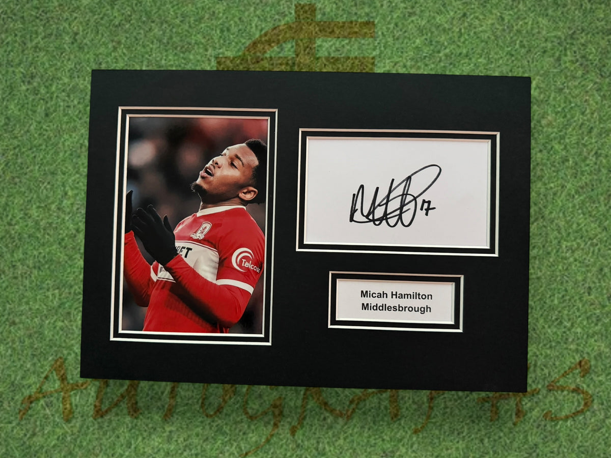 Micah Hamilton Signed A4 White Card Mount - Middlesbrough