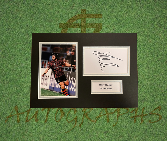 Harry Thacker Bristol Bears Rugby Signed Presentation Mount Display