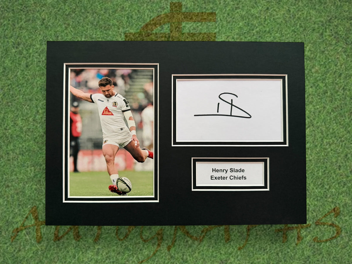 Henry Slade Signed A4 White Card Mount - Exeter Chiefs