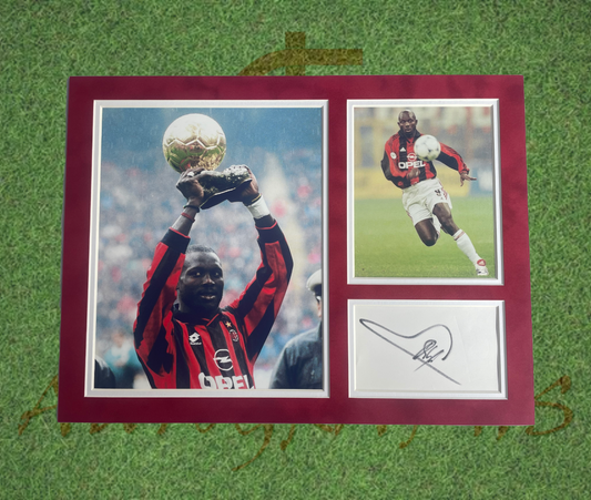 George Weah Signed AC Milan Balon D’or Display Mount