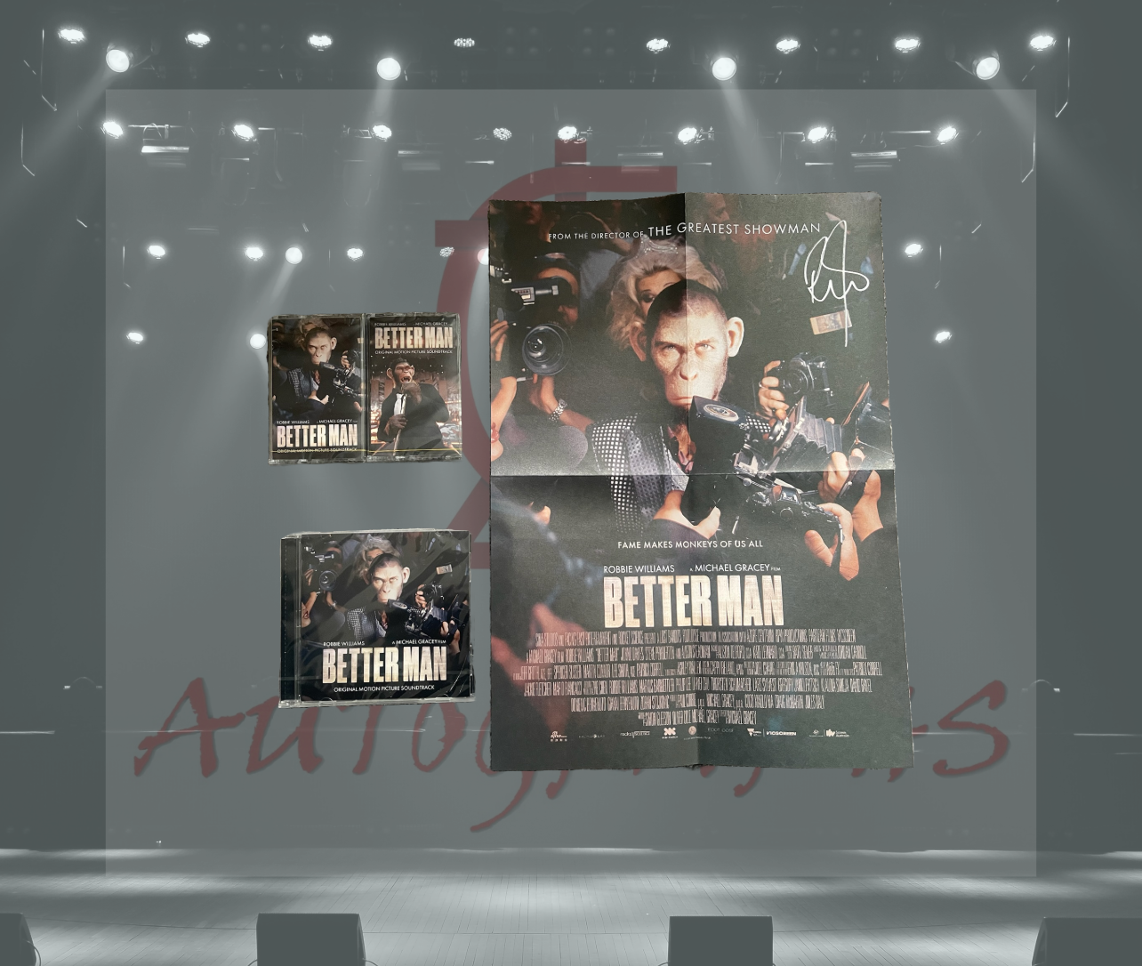Robbie Williams Signed Better Man Poster, CD & Cassette